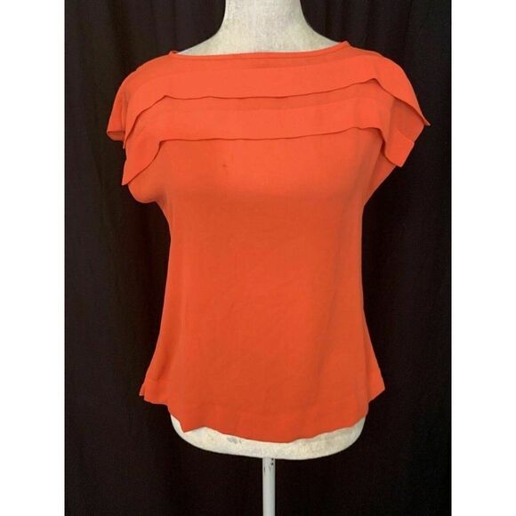Banana Republic Solid Red Orange Short Sleeve top - Picture 1 of 7